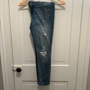 Express Distressed Skinny Jeans in Blue